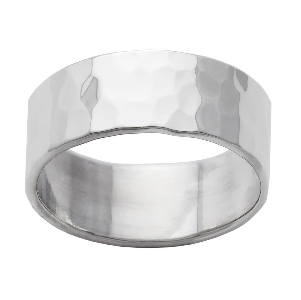 
                  
                    Sterling Silver 8 mm Wide Hammered Ring Chunky Flat Band His and Hers
                  
                