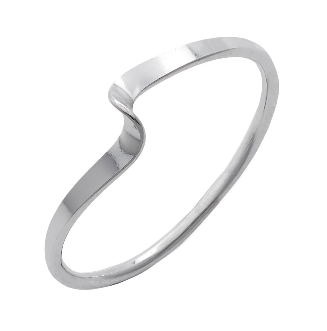 
                  
                    Sterling Silver Minimalist Thin Band Wave Twist Midi Finger Pinky Ring
                  
                