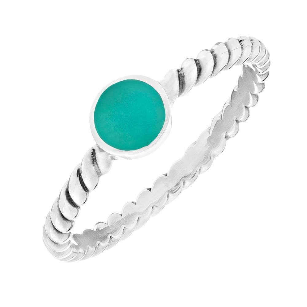 Sterling Silver Turquoise Twist Ring Twisted Rope Stackable Band