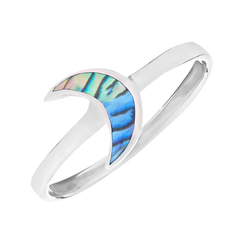
                  
                    Sterling Silver Abalone Crescent Moon Stackable Ring Thin Band
                  
                