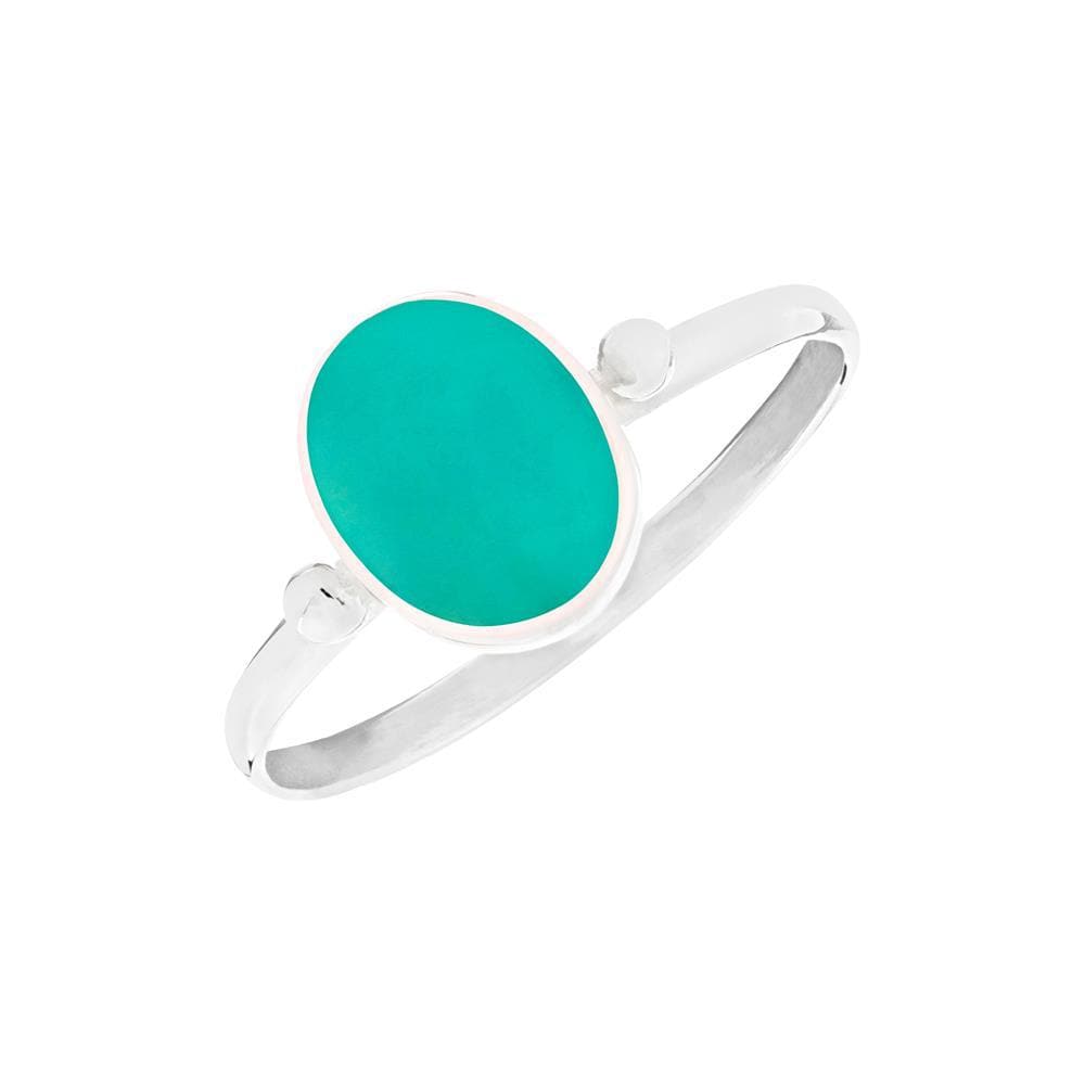 
                  
                    Sterling Silver Oval Turquoise Bezel Set Thin Band Stackable Ring
                  
                