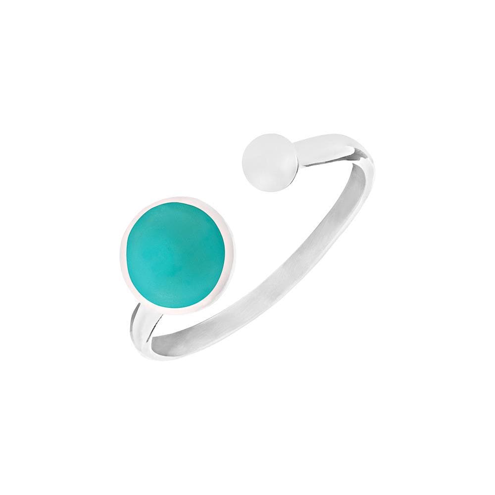 
                  
                    Sterling Silver Round Turquoise Gemstone Open Ring Stackable Thin Band
                  
                
