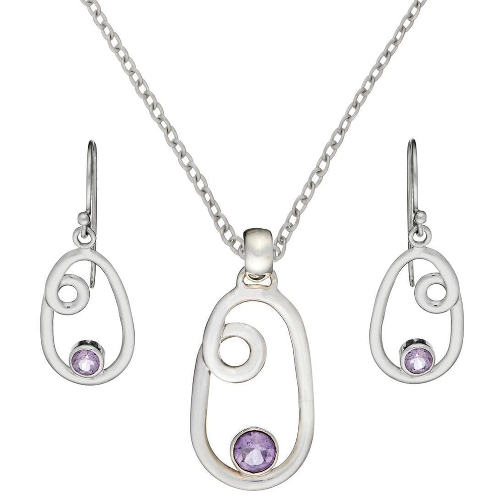 
                  
                    Sterling Silver Amethyst Oval Scribble Swirl Teardrop Jewellery Set
                  
                
