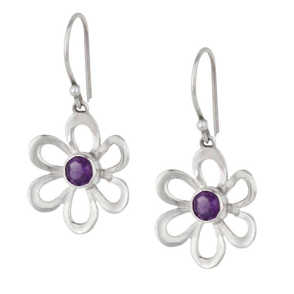 
                  
                    Sterling Silver Amethyst Gemstone Flower Dangle Earrings
                  
                