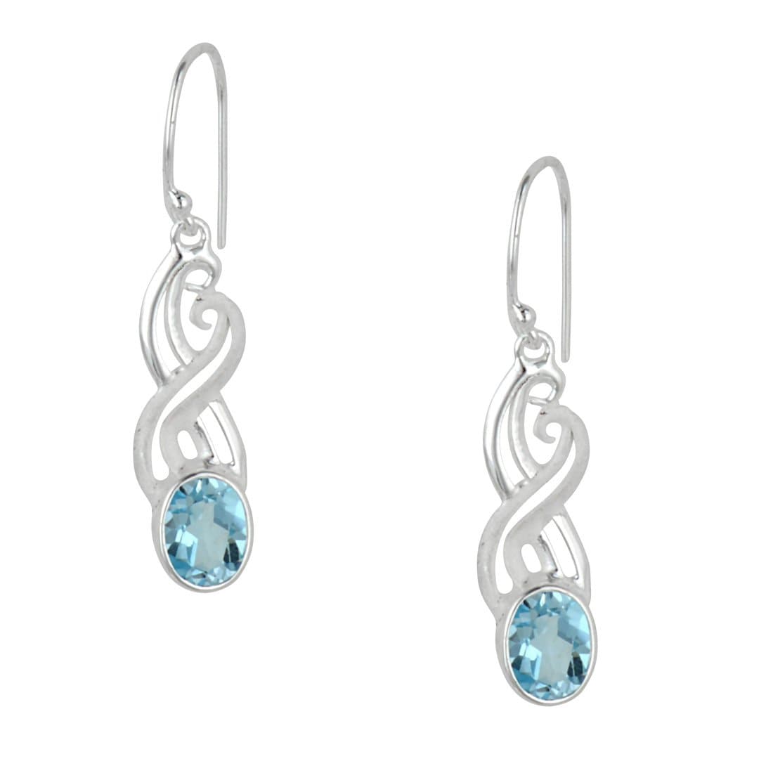 
                  
                    Sterling Silver Blue Topaz Swirl Satin Dangle Earrings
                  
                