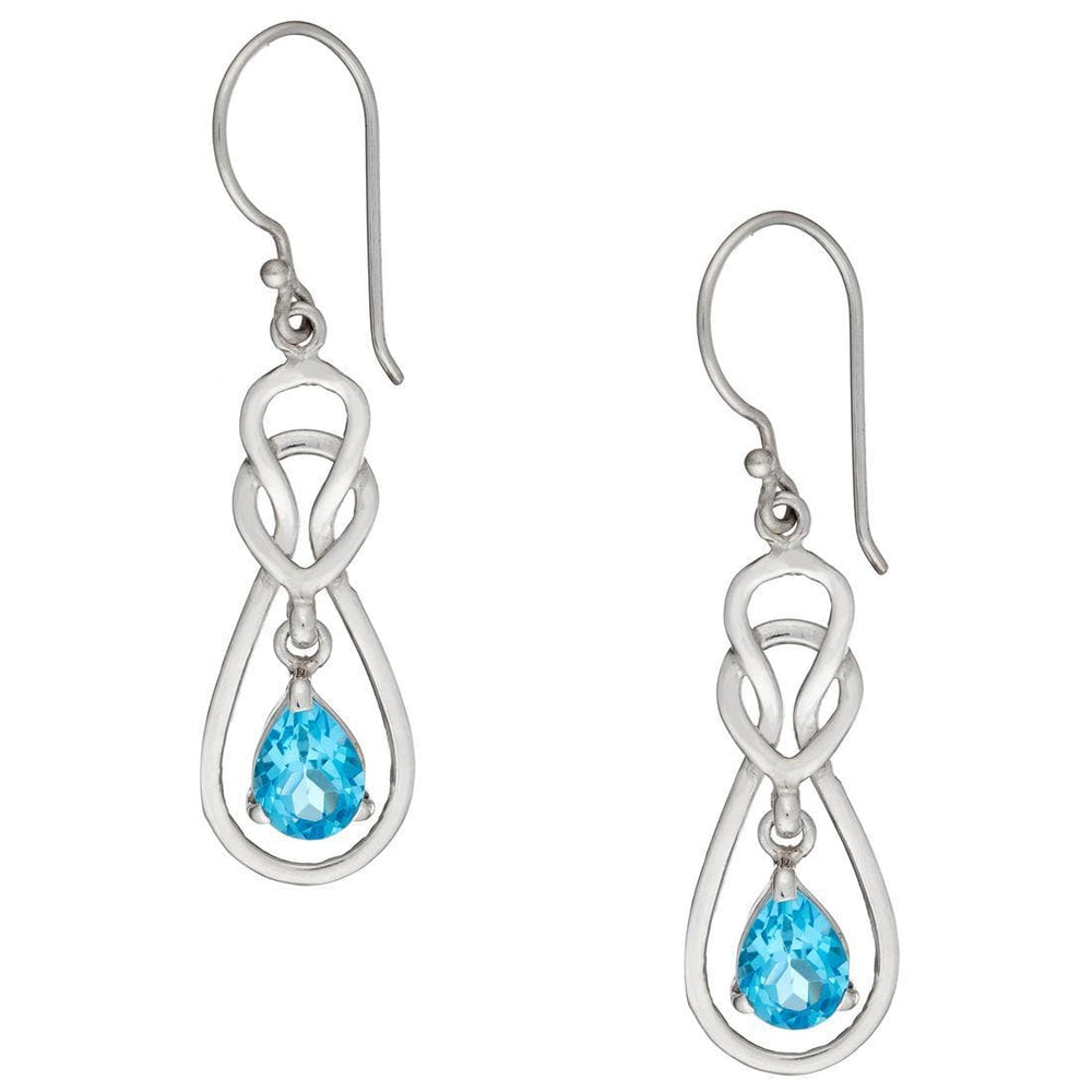 Sterling Silver Blue Topaz Teardrop Celtic Earrings