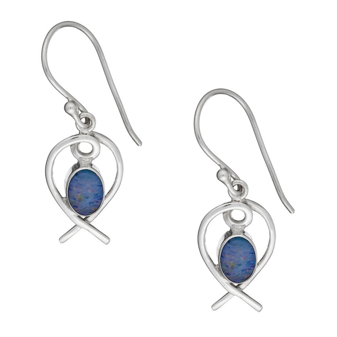 
                  
                    Sterling Silver Blue Fire Opal Heart Earrings
                  
                