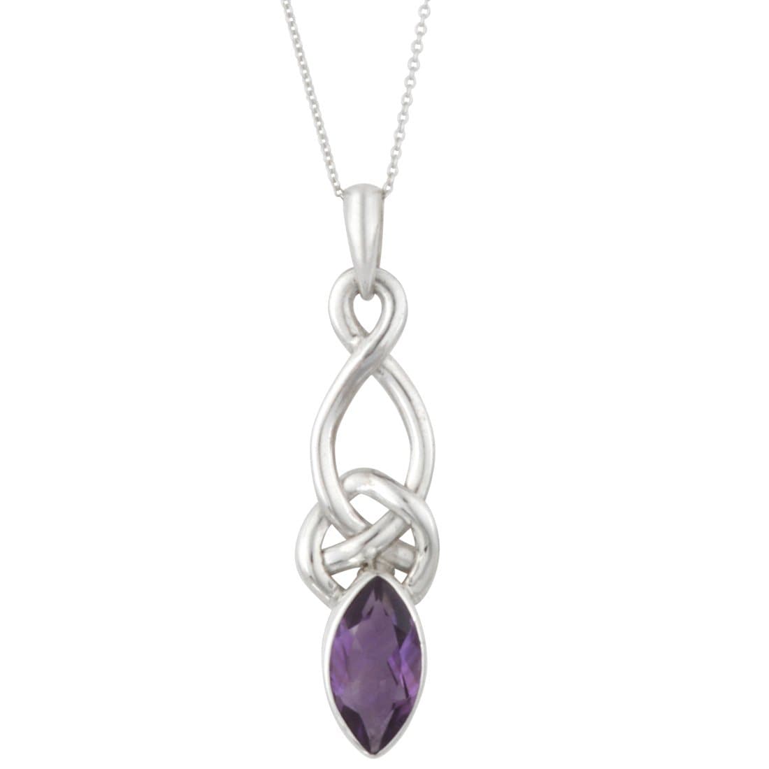 
                  
                    Sterling Silver Amethyst Marquise Celtic Pendant Necklace
                  
                