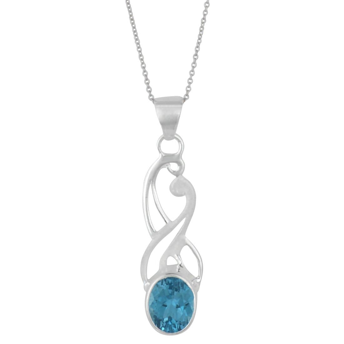 
                  
                    Sterling Silver Blue Topaz Swirl Twist Pendant Necklace
                  
                