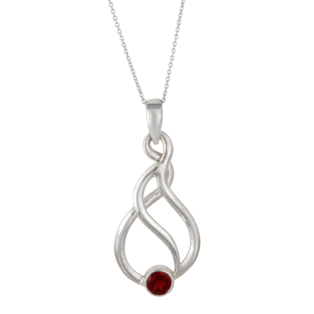 
                  
                    Sterling Silver Garnet Swirl Twist Pendant Necklace
                  
                