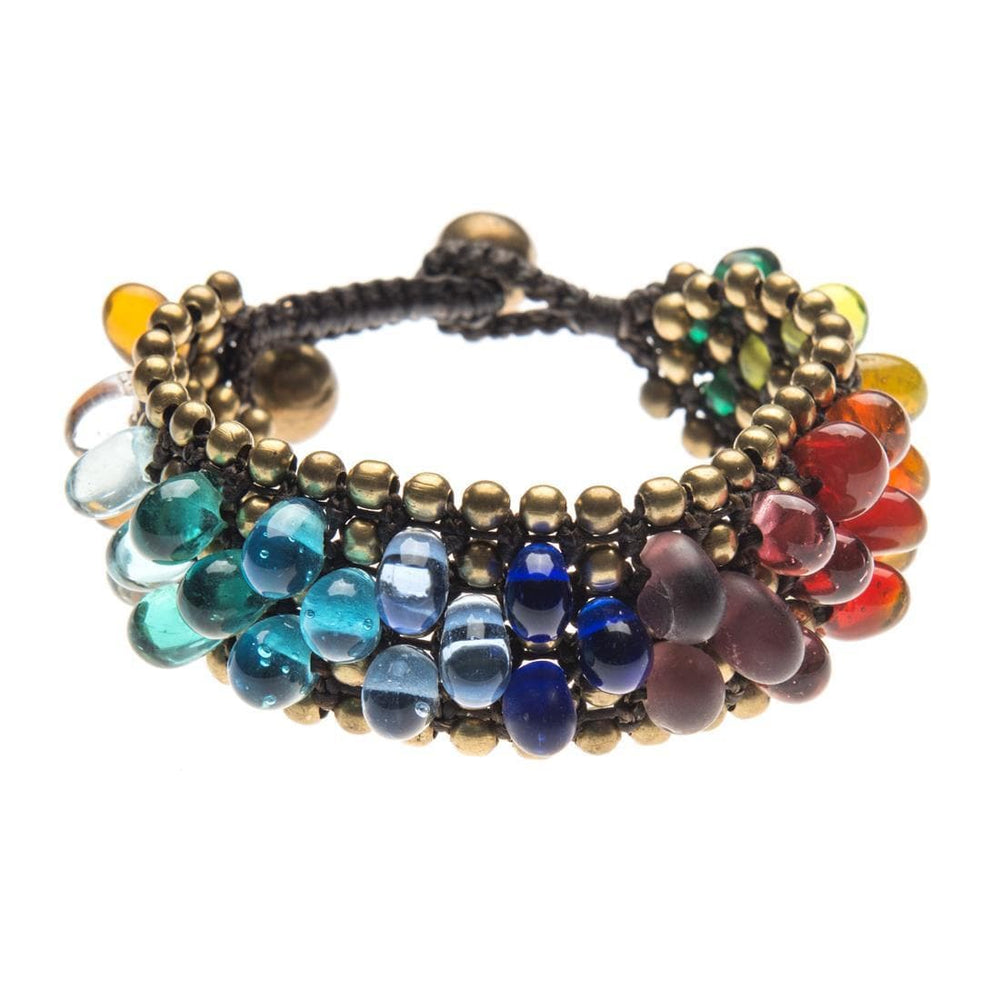 
                  
                    Gold Brass Rainbow Multicoloured Glass Bracelet Indian Style With Bells
                  
                