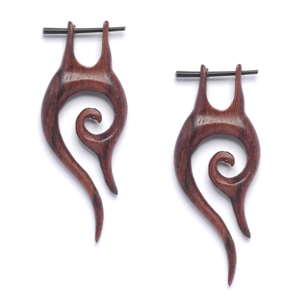 
                  
                    Wood Long Spiral Pin Earrings Tribal Boho Style With Stick Posts
                  
                