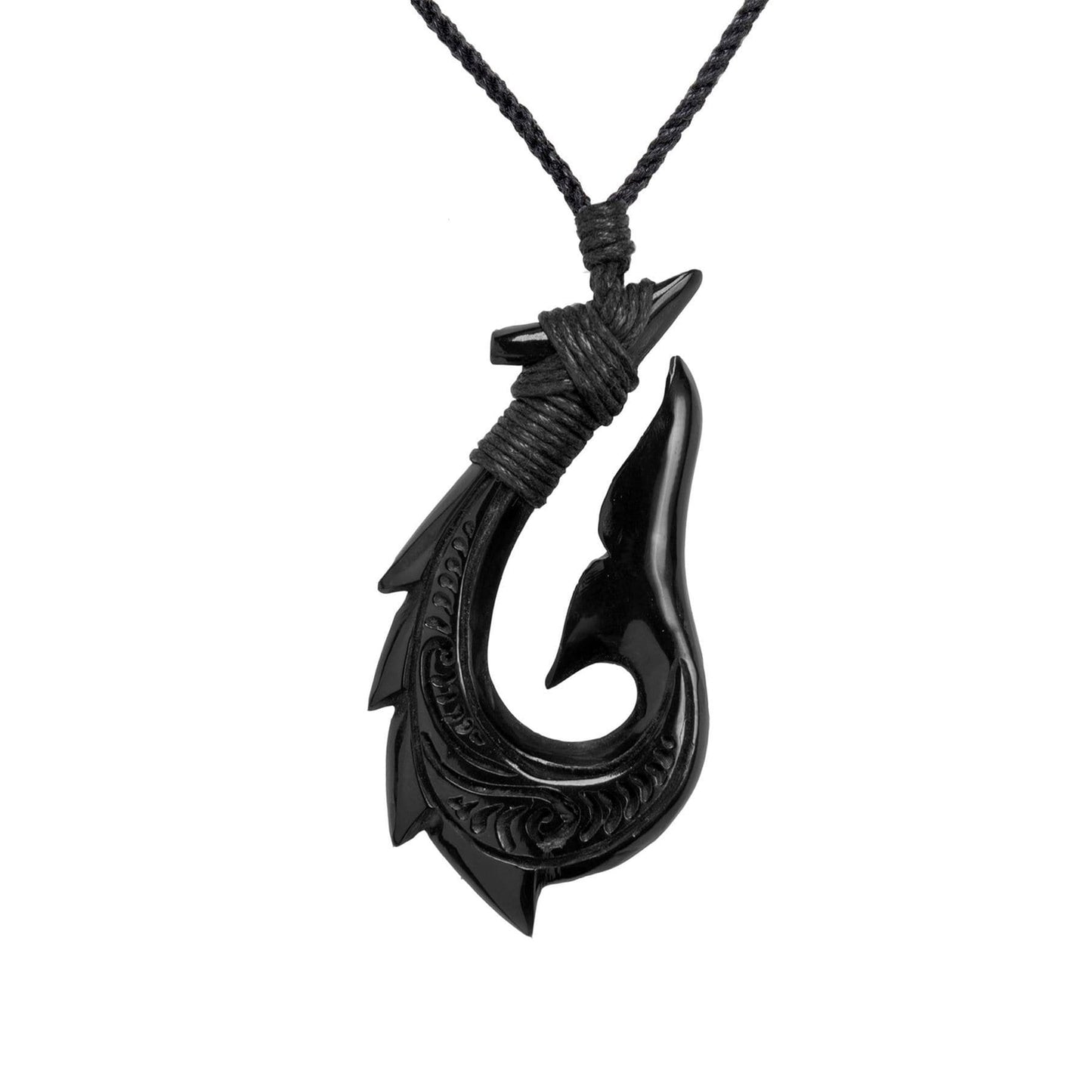 
                  
                    Horn Large Engraved Hei Matau Whale Tail Muri Paraoa Pendant Necklace
                  
                