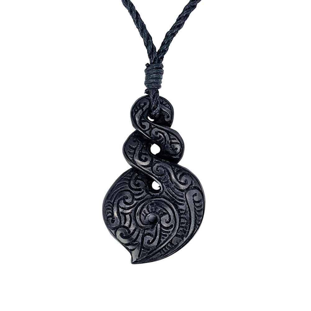 
                  
                    Horn Engraved Double Pikorua Koru Pendant Maori Style Necklace
                  
                