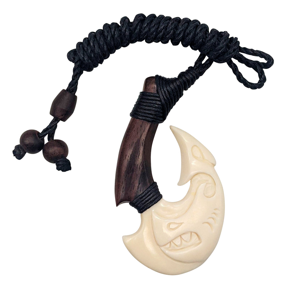 Bone Wood Engraved Shark Hei Matau Pendant Maori Style Cord Necklace –  81stgeneration