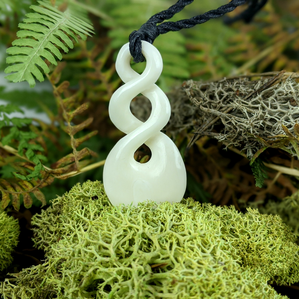 
                  
                    Bone Pikorua Tribal Pendant Necklace Maori Style Double Twist
                  
                