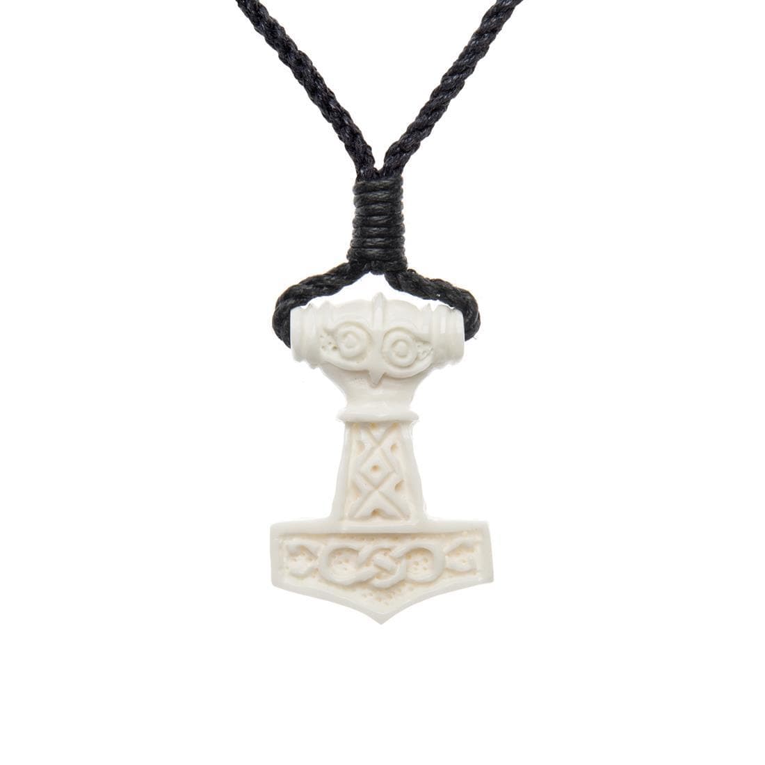 
                  
                    Bone Thor's Hammer Hand Carved Pendant Celtic Viking Norse Necklace
                  
                