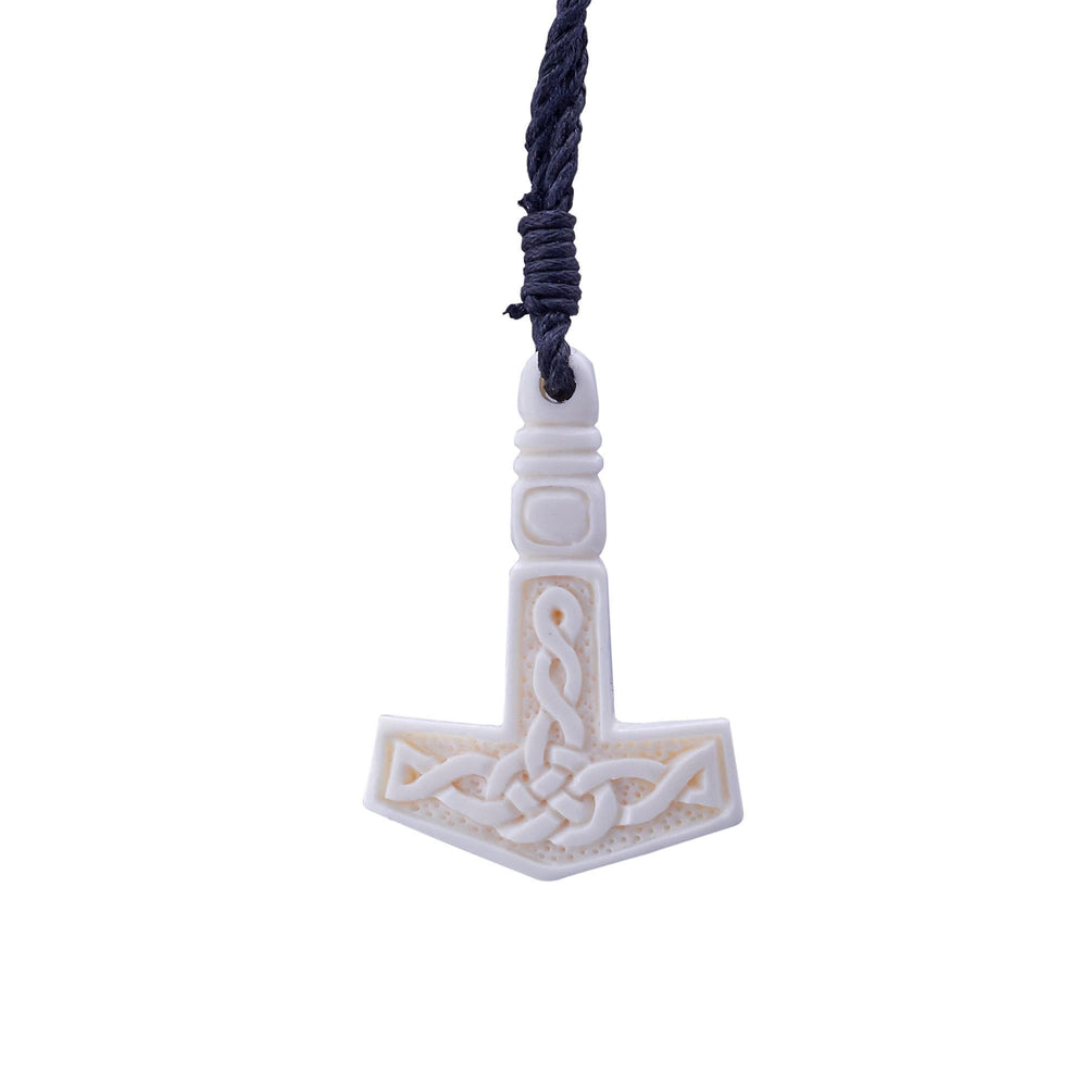 
                  
                    Bone Thor's Hammer Pendant Hand Carved Celtic Norse Amulet Necklace
                  
                