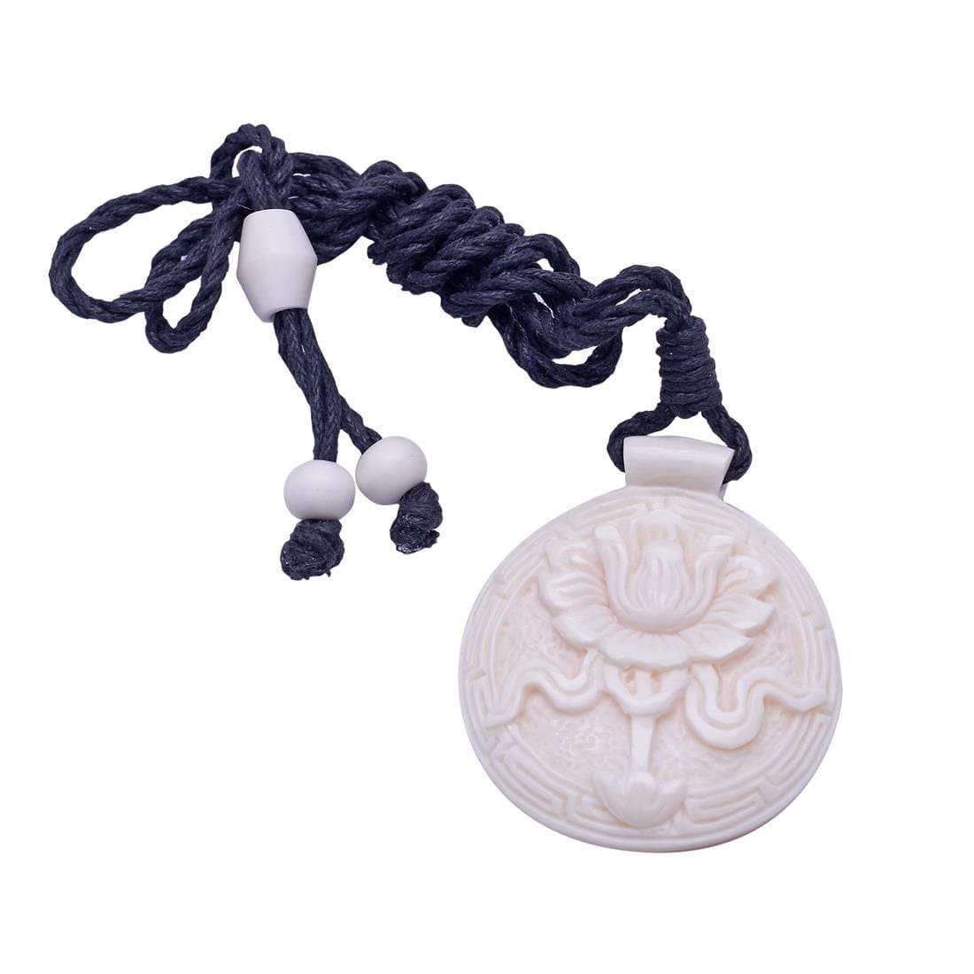
                  
                    Bone Tibetan Round Lotus Flower Buddha Amulet Pendant Cord Necklace
                  
                