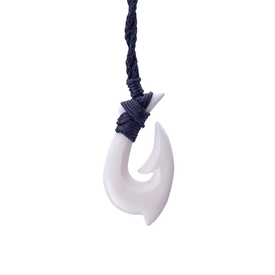 
                  
                    Bone Smooth Hei Matau Necklace Hand Carved Pendant With Cord
                  
                