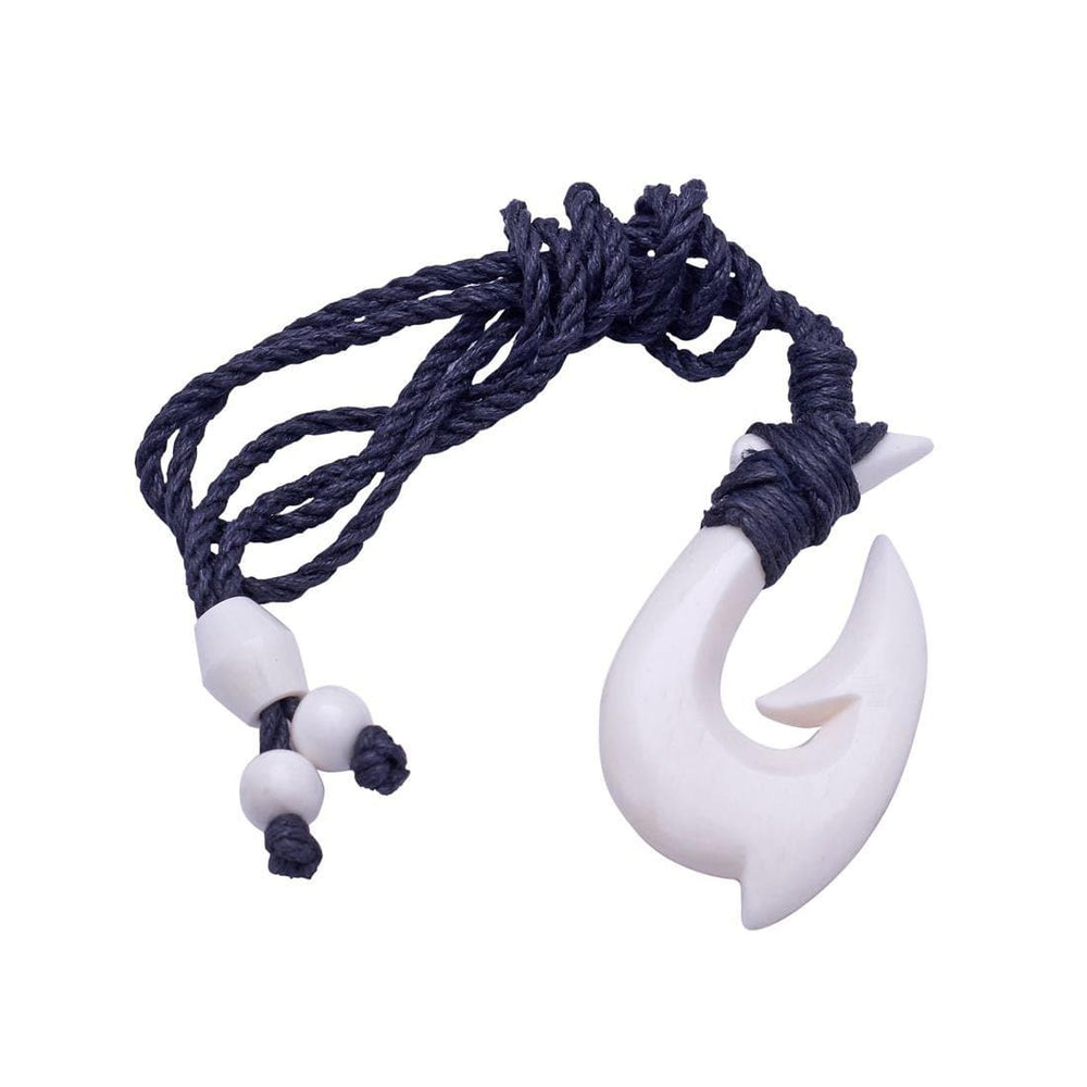 
                  
                    Bone Smooth Hei Matau Necklace Hand Carved Pendant With Cord
                  
                
