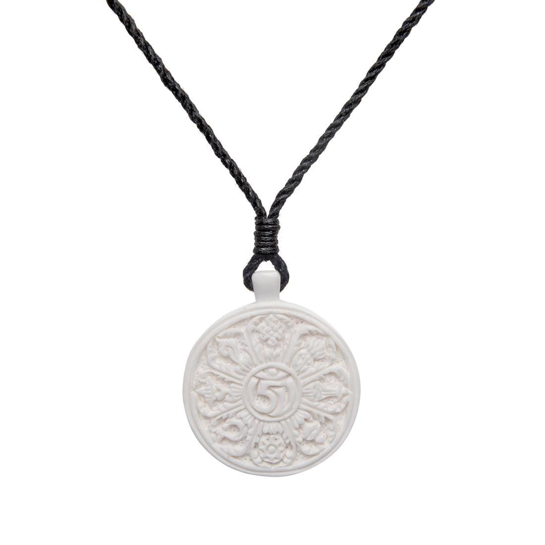 
                  
                    Bone Round Tibetan Buddhist Om Sacred Symbol Pendant Cord Necklace
                  
                