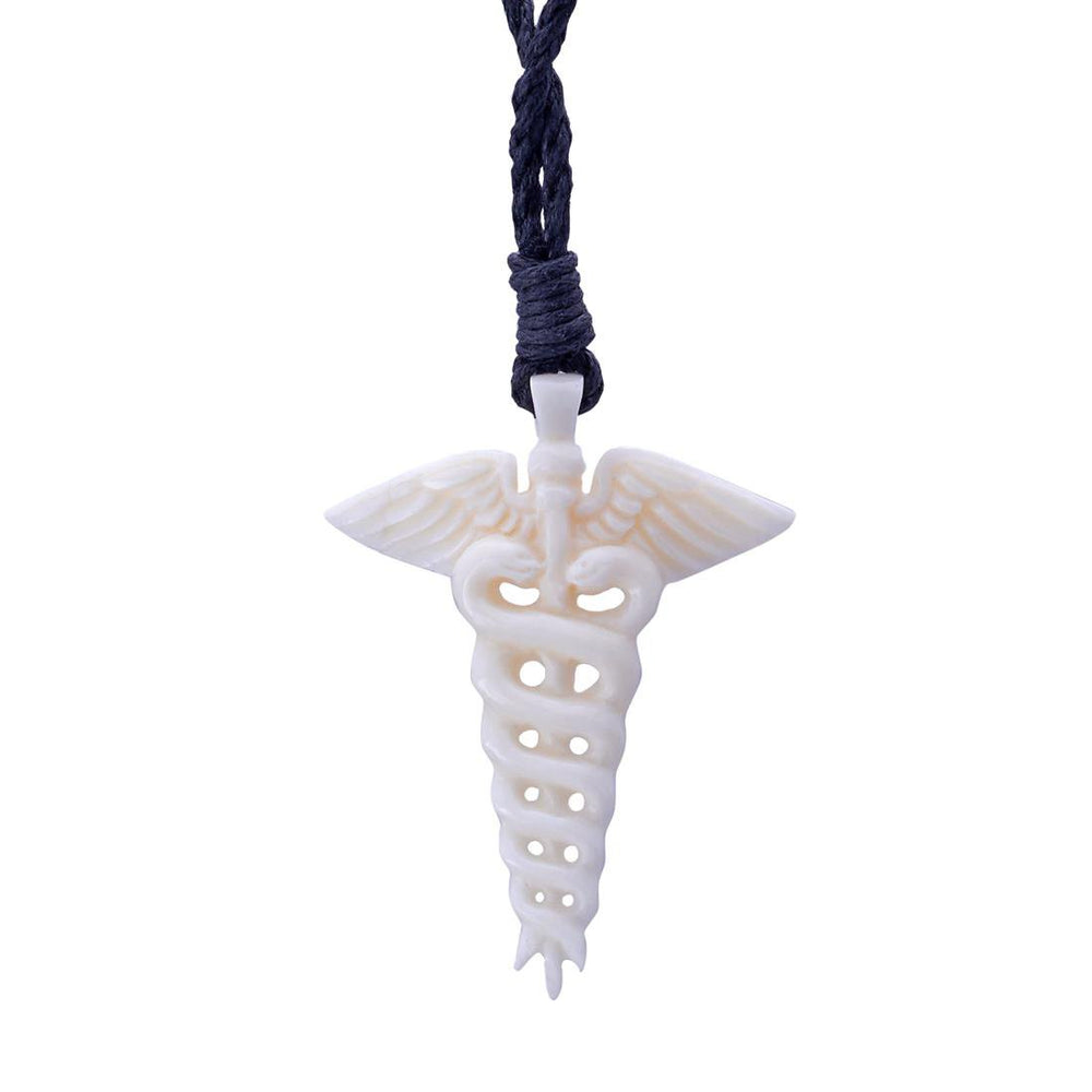 Caduceus snake bone necklace image