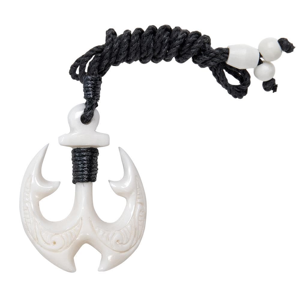 
                  
                    Bone Maori Style Hei Matau Fish Hook Anchor Pendant Cord Necklace
                  
                
