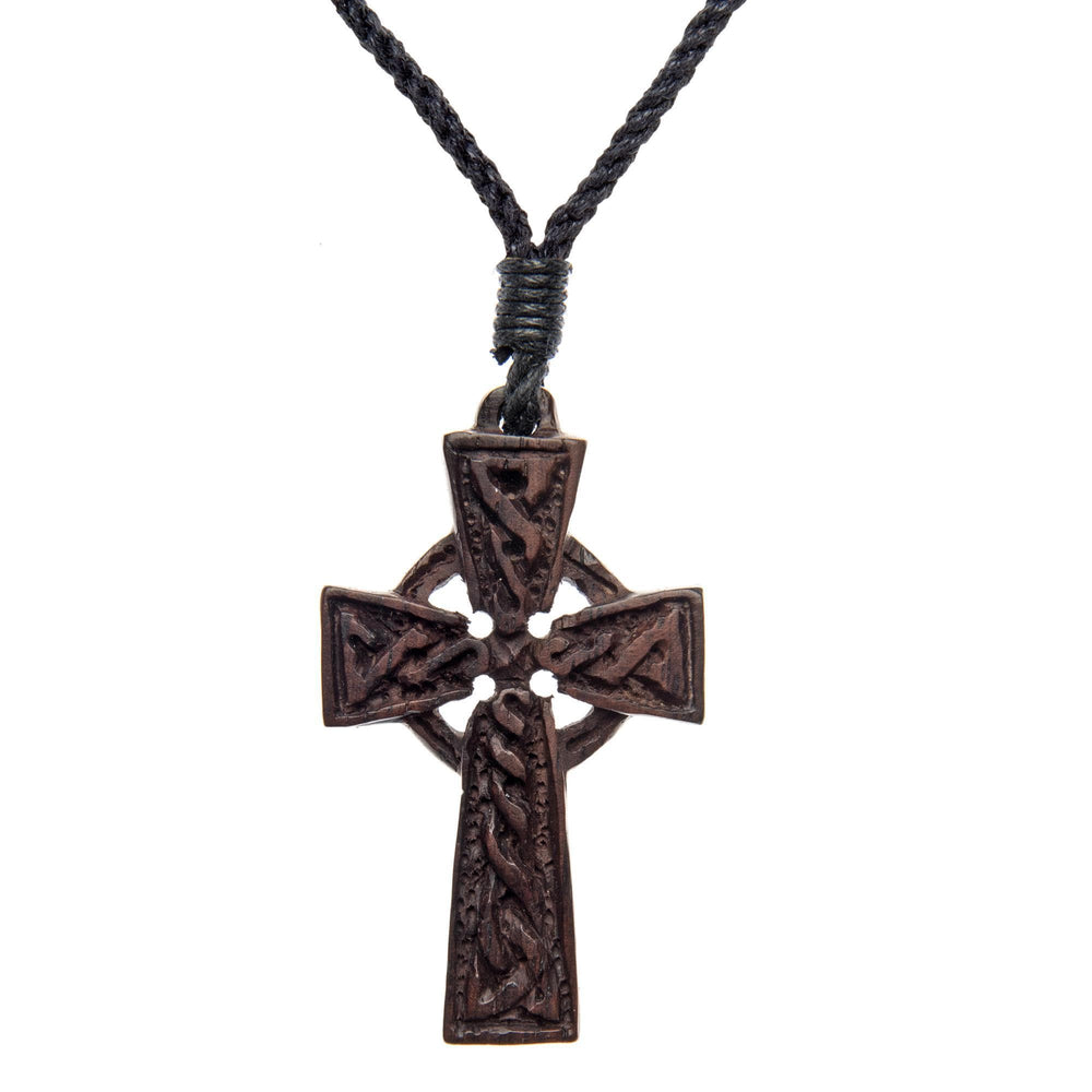 
                  
                    Wood Celtic Cross Engraved Knot Pendant Cord Necklace Wooden Jewellery
                  
                