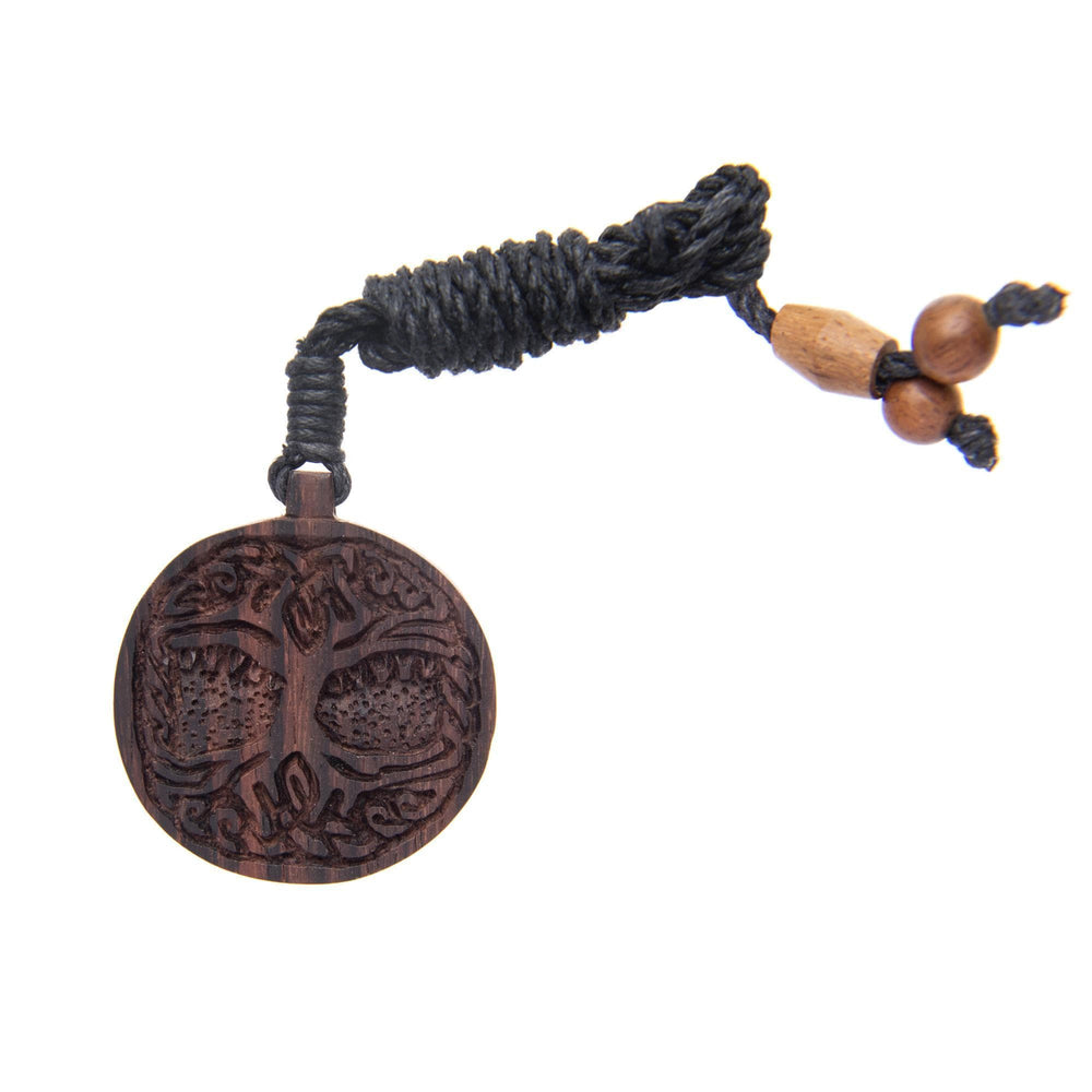 
                  
                    Wood Round Tree of Life Necklace Hand Carved Wooden Pendant With Cord
                  
                