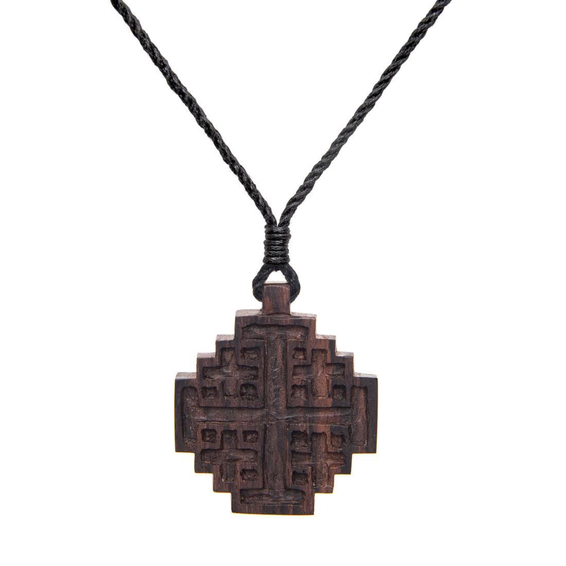 
                  
                    Wood Jerusalem Crusader's Cross Pendant Cord Necklace Wooden Jewellery
                  
                