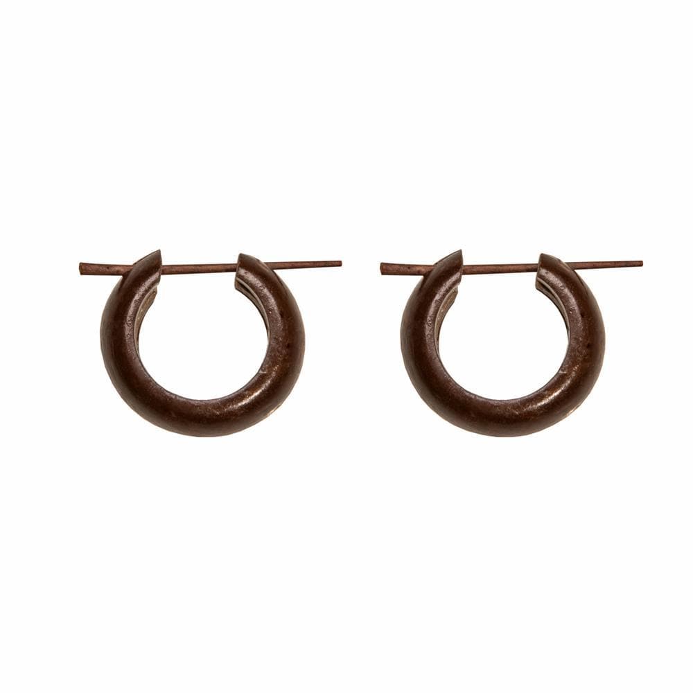 Natural Coconut Wood Hoop Pin Earrings Small Hoops With Stick Posts
