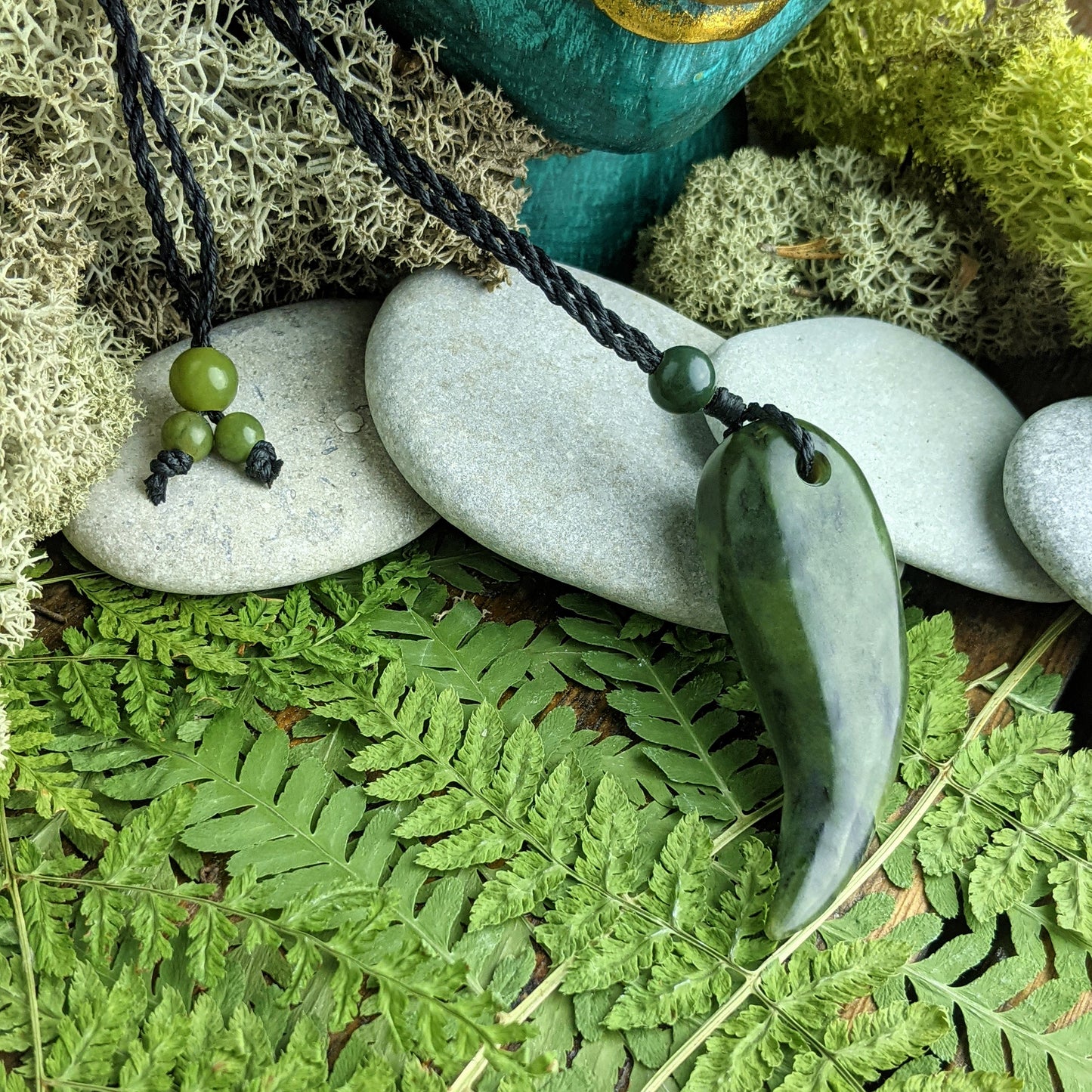
                  
                    Nephite Jade Maori Style Shark Tooth Mako Pendant Tribal Cord Necklace
                  
                