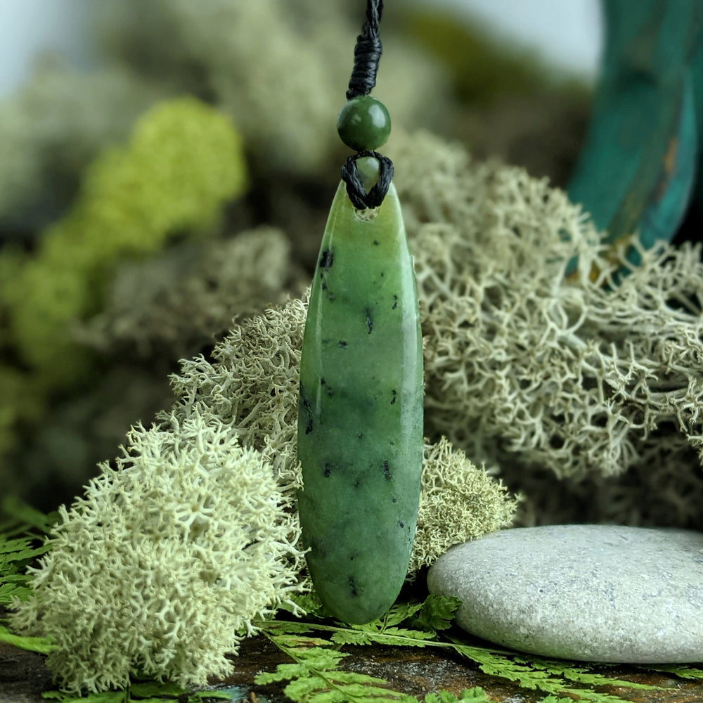 
                  
                    Nephrite Jade Maori Style Teardrop Roimata Pendant Cord Necklace
                  
                