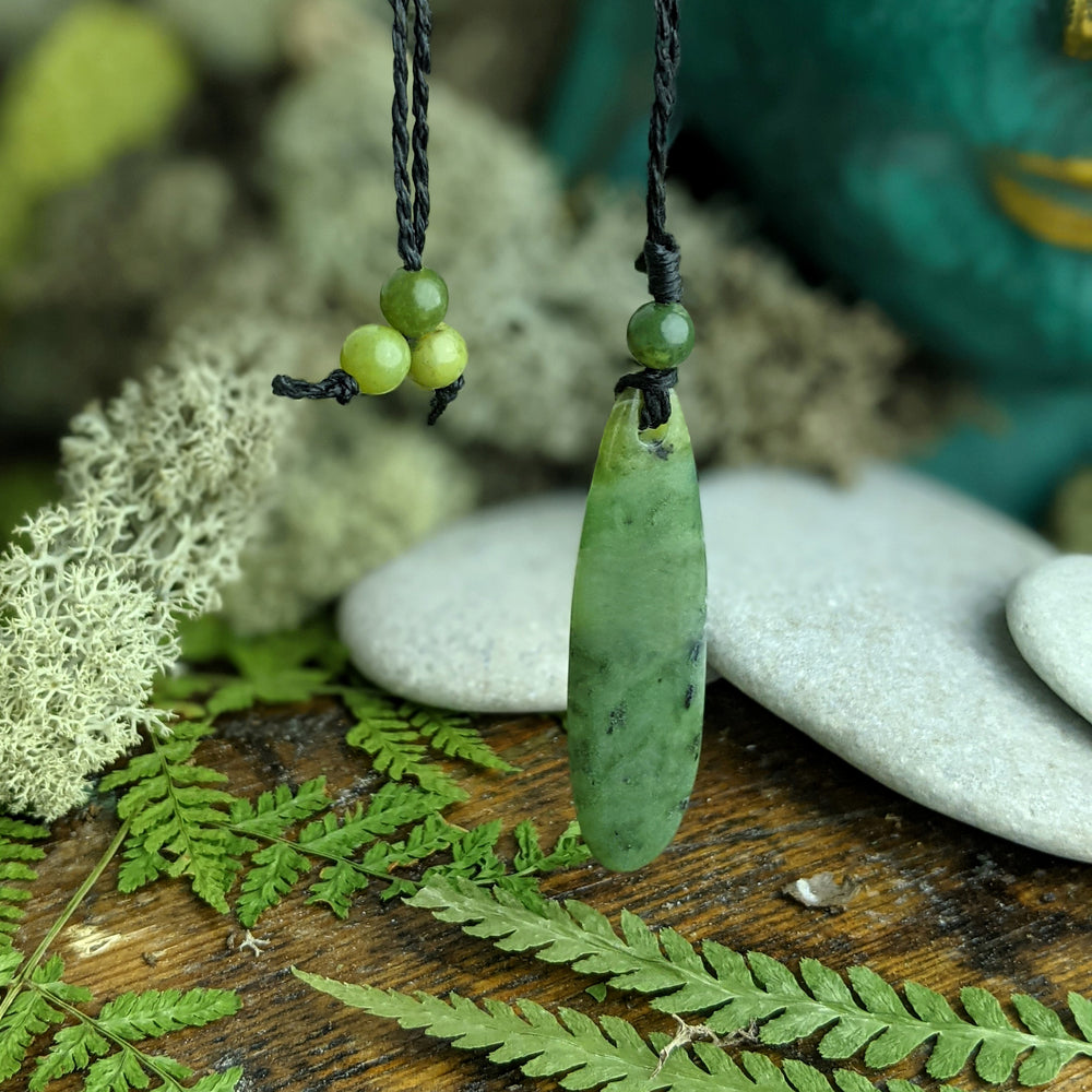 
                  
                    Nephrite Jade Maori Style Teardrop Roimata Pendant Cord Necklace
                  
                