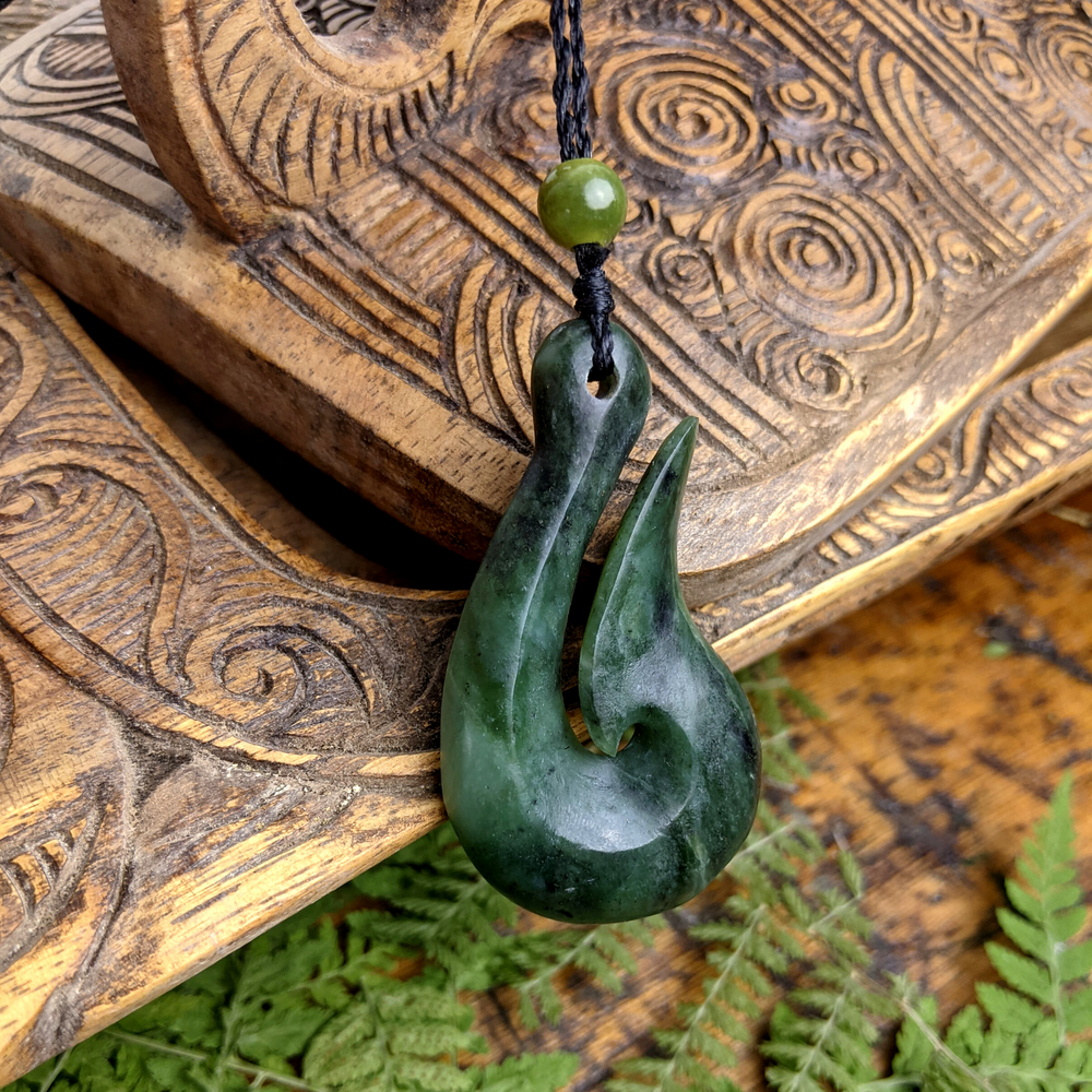 Jade fish hook necklace deals