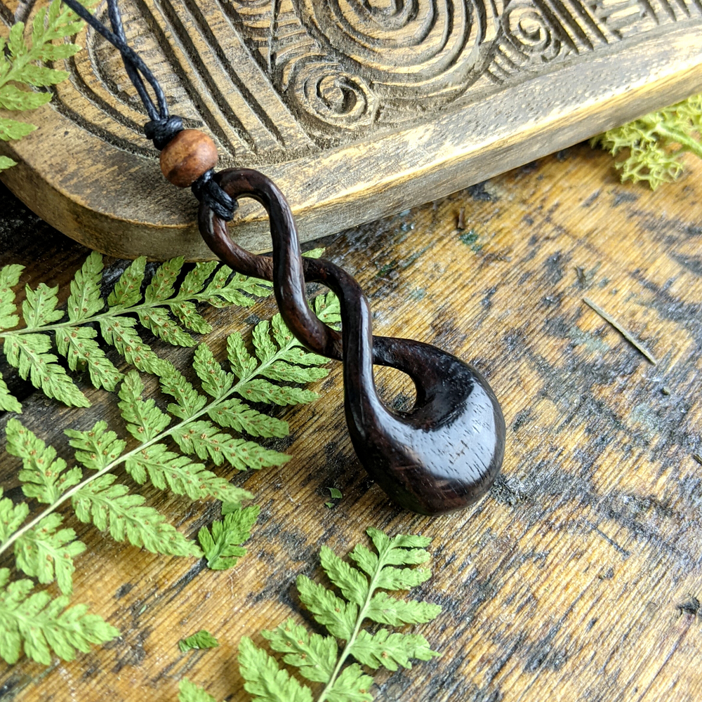 
                  
                    Wood Triple Twist Celtic Knot Drop Pendant Tribal Cord Necklace
                  
                