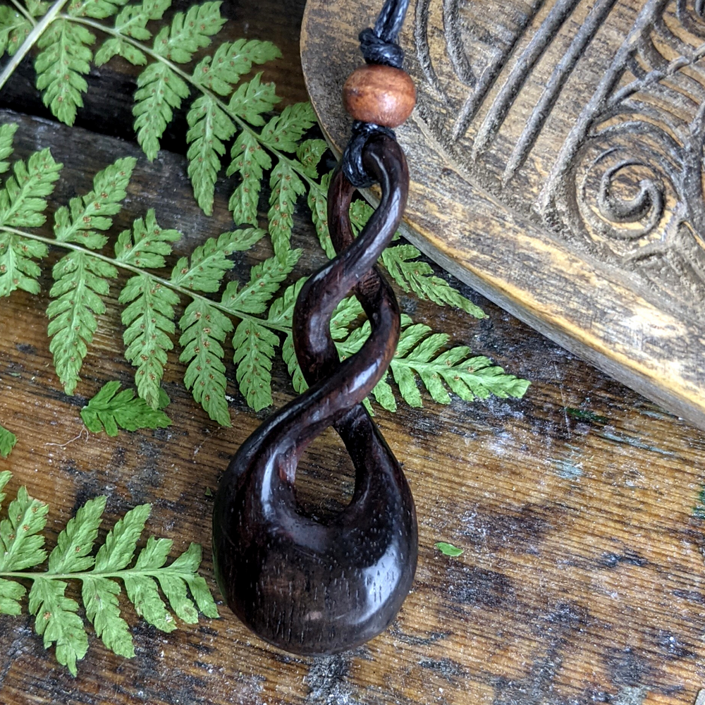 
                  
                    Wood Triple Twist Celtic Knot Drop Pendant Tribal Cord Necklace
                  
                