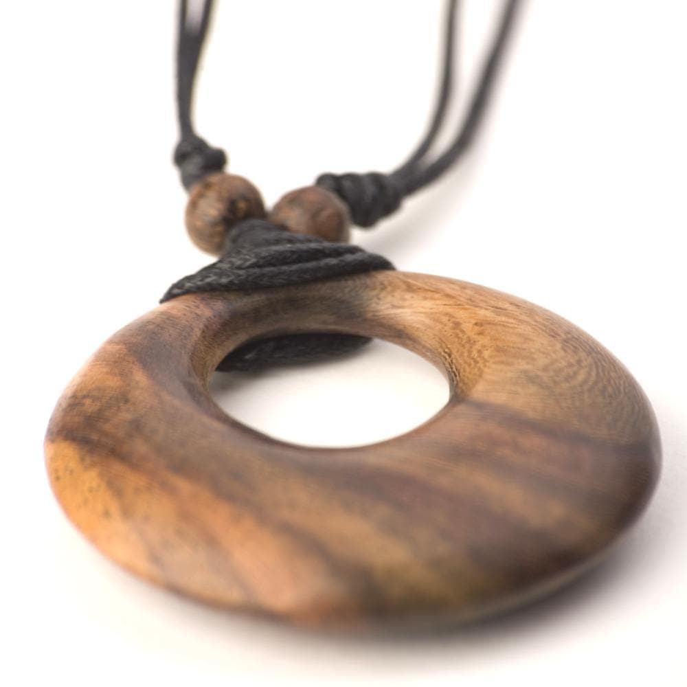 
                  
                    Wood Large Round Tribal Disc Pendant Tribal Necklace With Cord
                  
                