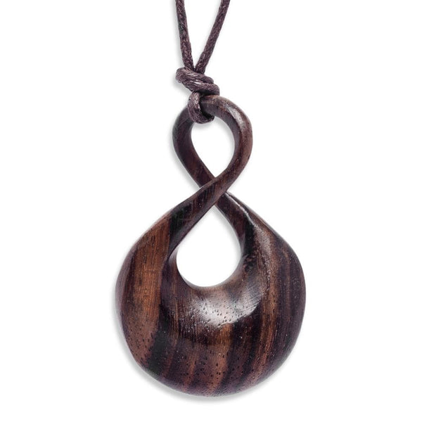 Wood Single Twist Tribal Celtic Knot Pendant Adjustable Cord
