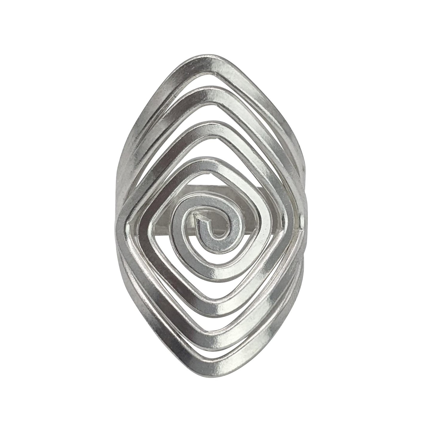 
                  
                    Pure Silver Hill Tribe Wide Statement Diamond Spiral Adjustable Ring
                  
                