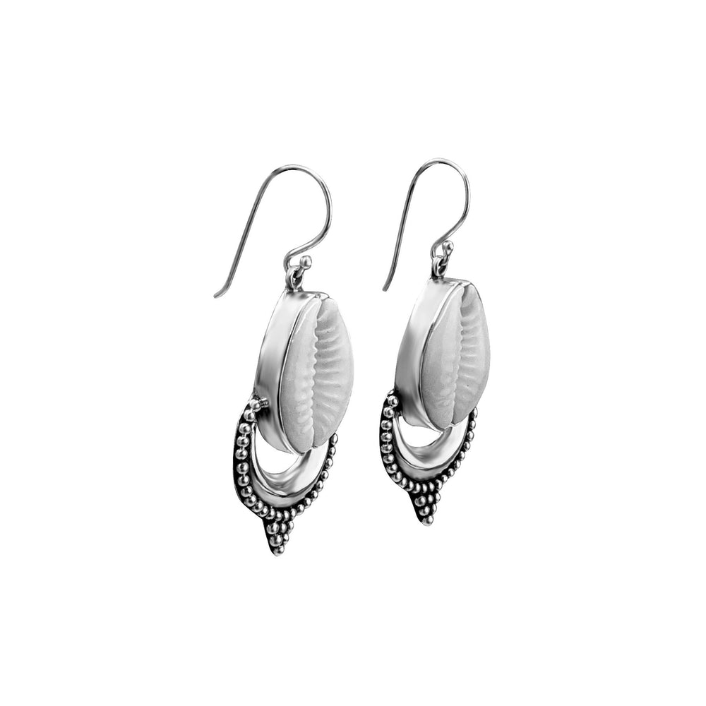 
                  
                    Sterling Silver Cowrie Shell Dot Work Boho Indian Style Earrings
                  
                