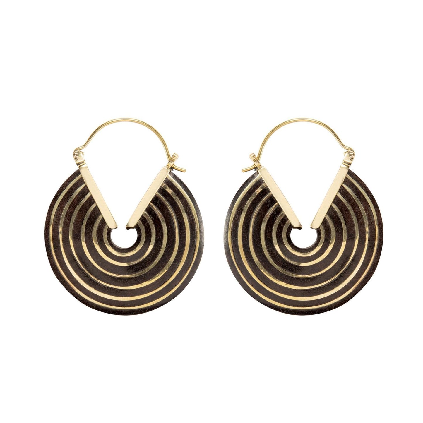 
                  
                    Wood Gold Brass C-Shape Multi Circle Disc Earrings Boho Jewellery
                  
                