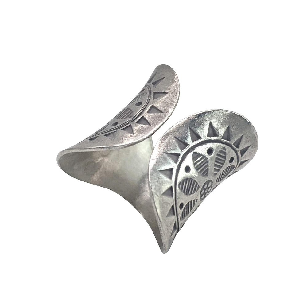 
                  
                    Pure Silver Hill Tribe Open Band Sun Flower Motif Adjustable Ring
                  
                