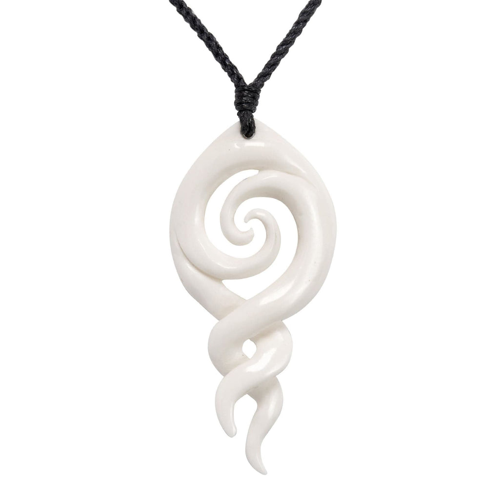 
                  
                    Bone Double Pikorua Koru Spiral Unity Pendant Maori Style Necklace
                  
                