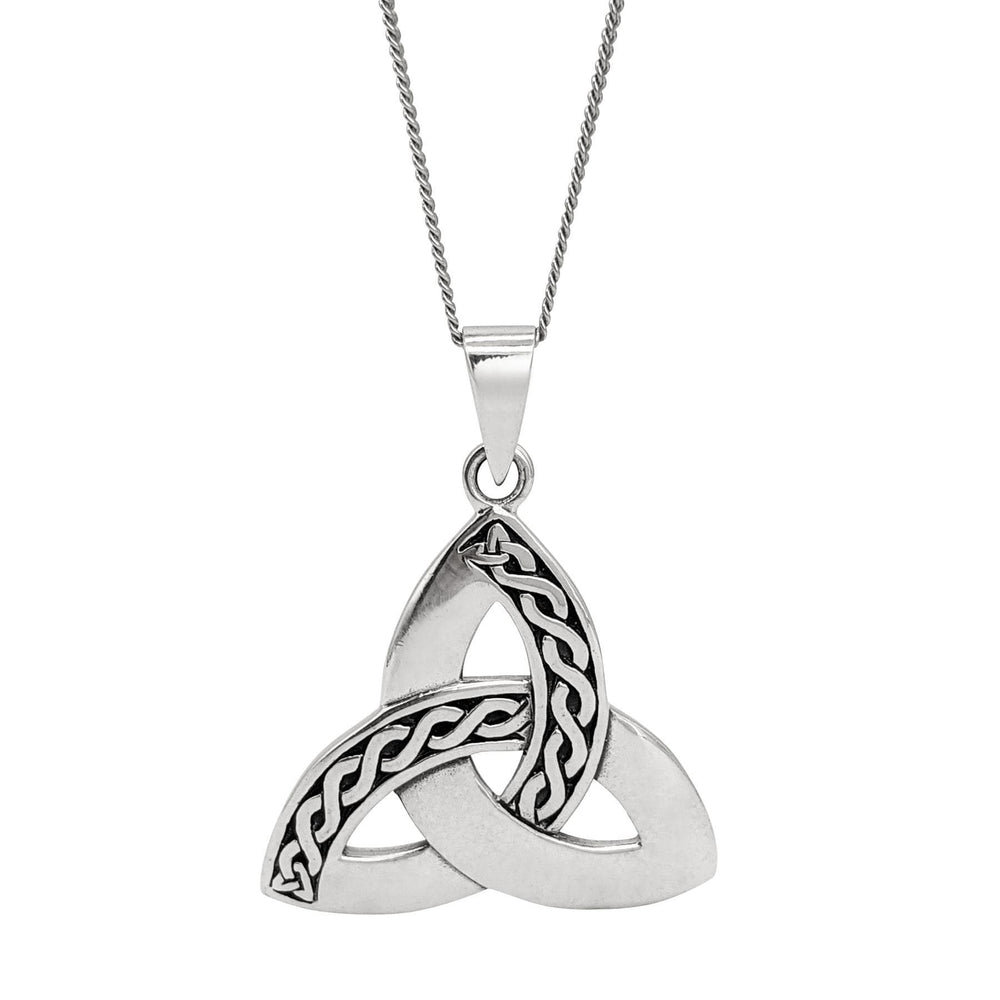 Sterling Silver Large Celtic Triquetra Trinity Knot Pendant Necklace