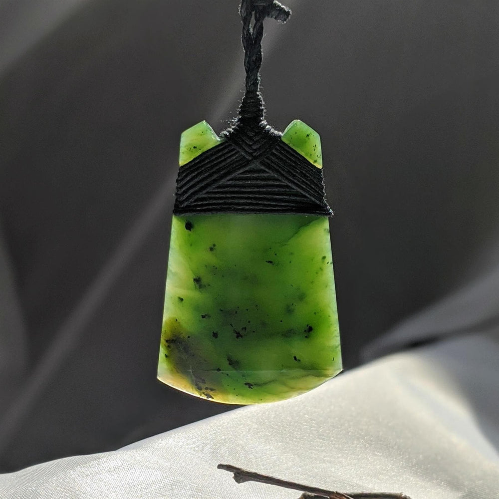 
                  
                    Nephrite Jade Maori Style Toki Blade Pendant Tribal Cord Necklace
                  
                