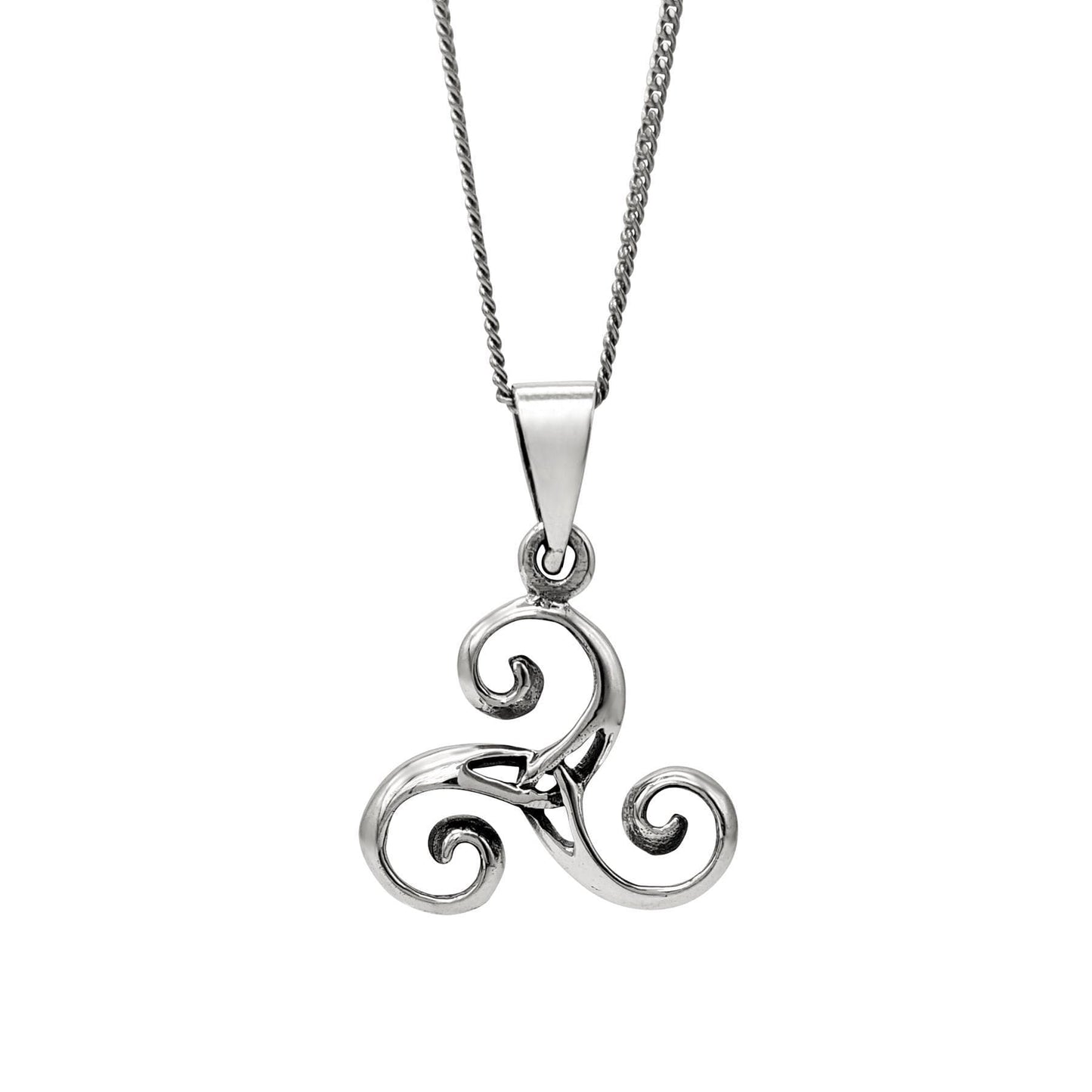 
                  
                    Sterling Silver Celtic Triskelion Triskele Spiral Pendant Necklace
                  
                