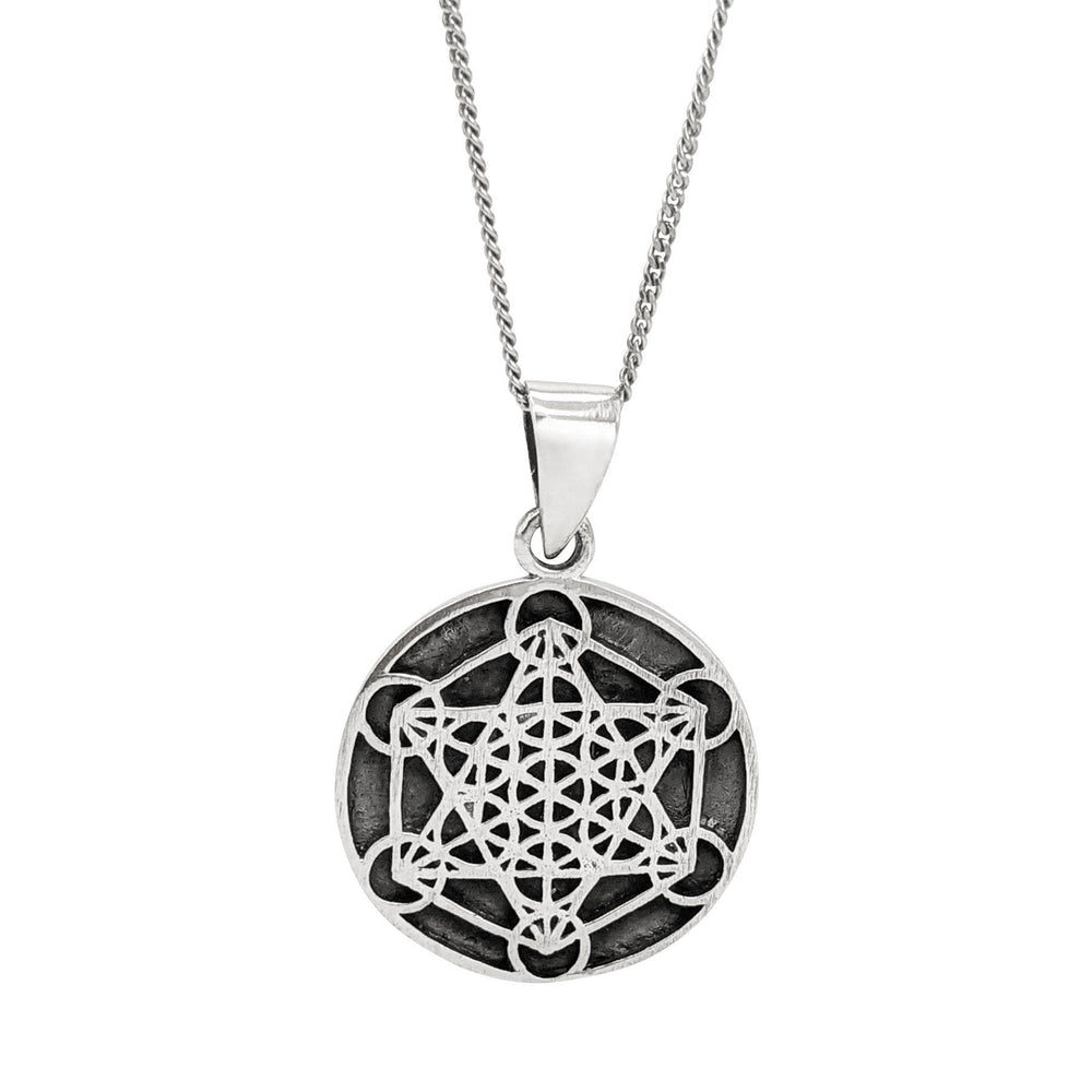 
                  
                    Sterling Silver Metatron's Cube Pendant Necklace Coin Medallion Design
                  
                