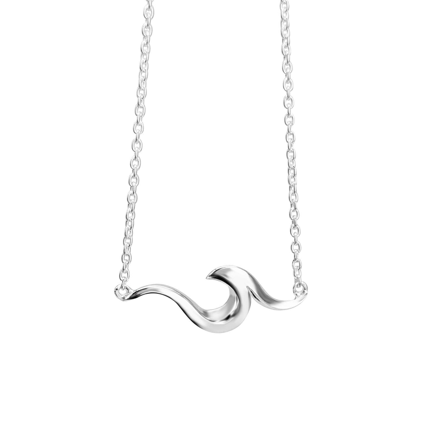 
                  
                    Sterling Silver Beach Sea Ocean Wave Pendant Cable Chain Necklace
                  
                